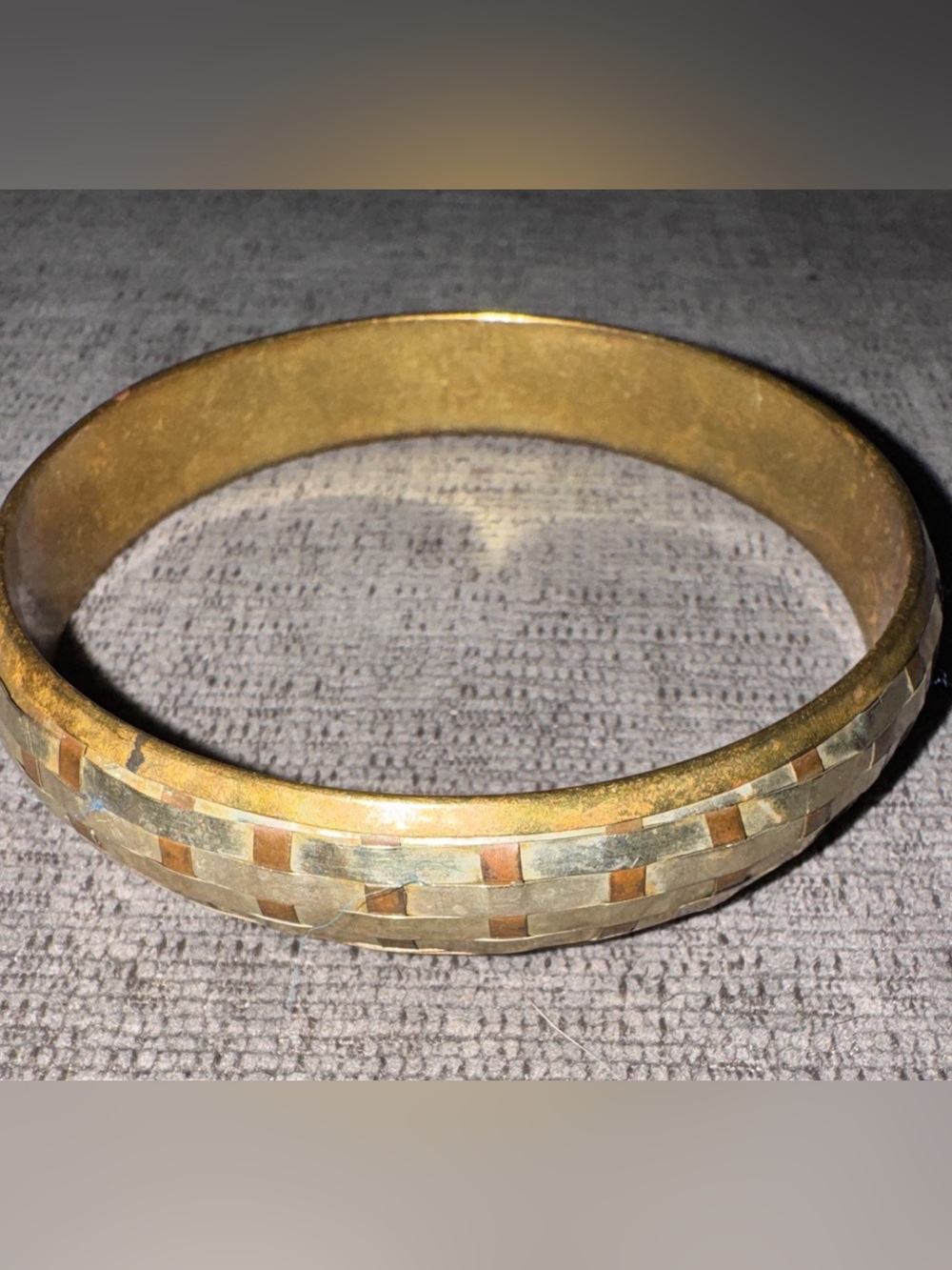 Vintage Tri-Color Basketweave Bangle Bracelet Retro Rose Yellow White Gold Tone